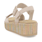 Beige remonte Riemchensandaletten D1N54-60 mit einem Klettverschluss. Schuh von hinten.