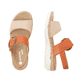 Orangene remonte Riemchensandalen R6853-39 mit einem Klettverschluss. Schuh von oben, liegend.