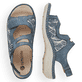 Blaue remonte Riemchensandalen D7647-16 mit Klettverschluss sowie Komfortweite G. Schuh von oben, liegend.