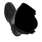 Schwarze remonte Hochschaftstiefel D2S74-00 mit einem Reißverschluss. Schuh von oben, liegend.