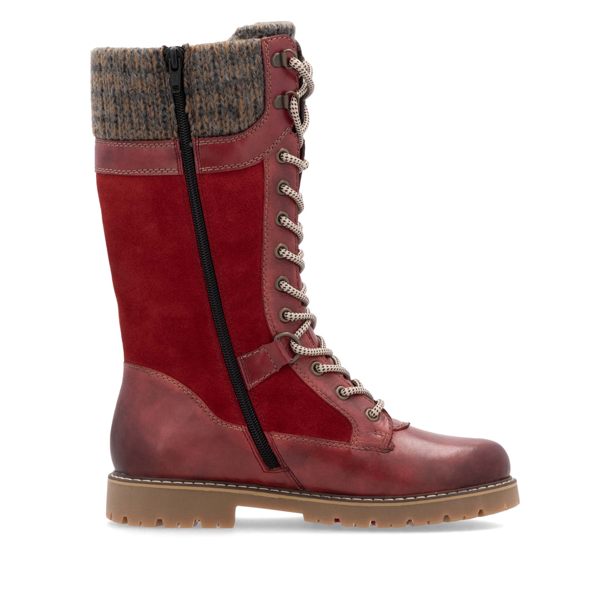 Rote remonte Hochschaftstiefel D9380-35 mit Flip-Grip Sohle. Schuh Innenseite.