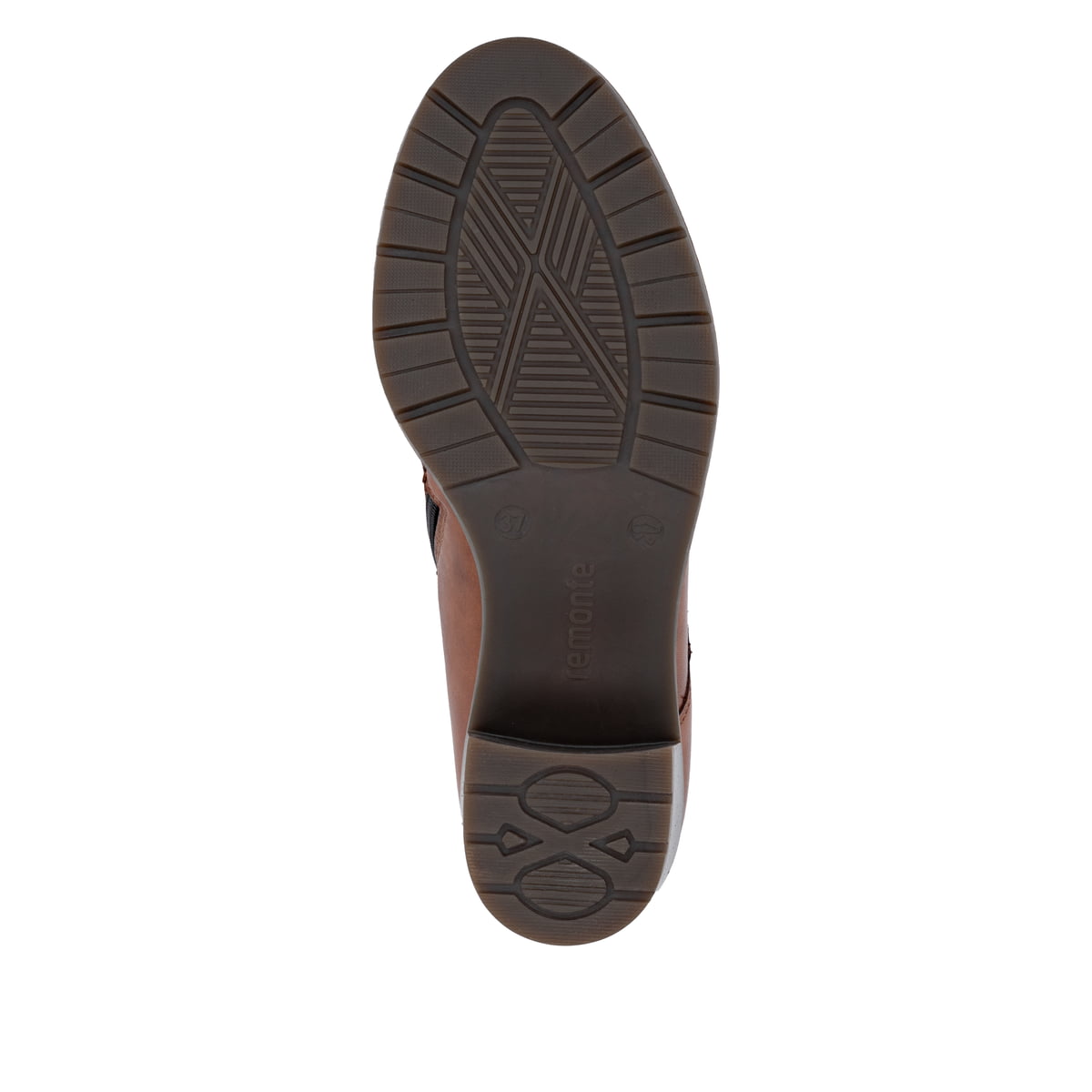 Braune remonte Damen Stiefeletten D2A74-25 mit Deko-Schnalle. Schuh Laufsohle.
