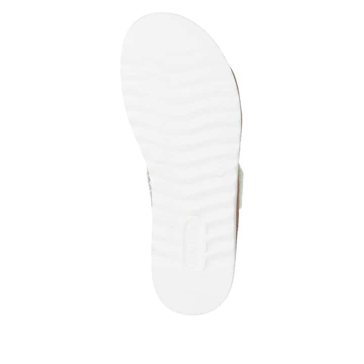 Silberne remonte Keilsandaletten D0Q63-91 mit einem Klettverschluss. Schuh Laufsohle.