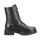 Tiefschwarze remonte Damen Biker Boots D2278-01 mit einer dämpfenden Profilsohle. Schuh Innenseite