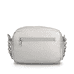 Sac à main remonte Q0667-90 gris avec détails de chaîne et fermeture éclair. Arrière.