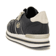 Schwarze remonte Damen Sneaker Low D1327-03 mit einem Reißverschluss. Schuh von hinten.