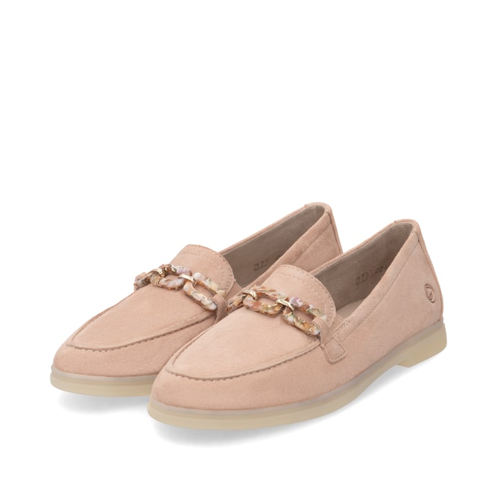 Rosane remonte Damen Loafer D2F00-31 mit einem Gummizug. Schuhpaar seitlich schräg.