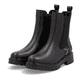 Schwarze remonte Chelsea Boots D2286-03 mit Reißverschluss sowie Komfortweite G. Schuhpaar seitlich schräg.