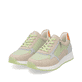 Grüne remonte Damen Sneaker Low D2G00-52 mit Reißverschluss sowie Komfortweite G. Schuhpaar seitlich schräg.