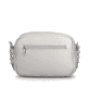 Sac à main remonte Q0667-90 gris avec détails de chaîne et fermeture éclair. Arrière.