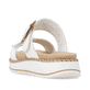 Weiße remonte Damen Pantoletten D3J51-80 mit trendiger Schnalle. Schuh von hinten.