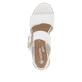 Weiße remonte Keilsandaletten D1P50-80 mit einem Klettverschluss. Schuh von oben.