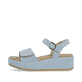 Eisblaue remonte Damen Riemchensandalen D1N50-10 mit einem Klettverschluss. Schuh Außenseite.