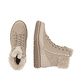 Camelfarbene remonte Damen Schnürstiefel D0U78-20 mit Flip-Grip Sohle. Schuh von oben, liegend.