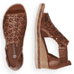 
Nussbraune remonte Damen Keilsandaletten D3056-24 mit Klettverschluss sowie Keilabsatz. Schuhpaar von oben.