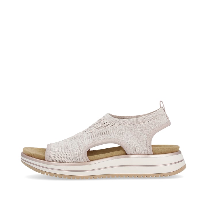 Puderrosane remonte Damen Riemchensandalen D1J52-31 mit einem Elastikeinsatz. Schuh Außenseite.