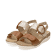 Metallische remonte Riemchensandalen R6853-90 mit einem Klettverschluss. Schuhpaar seitlich schräg.