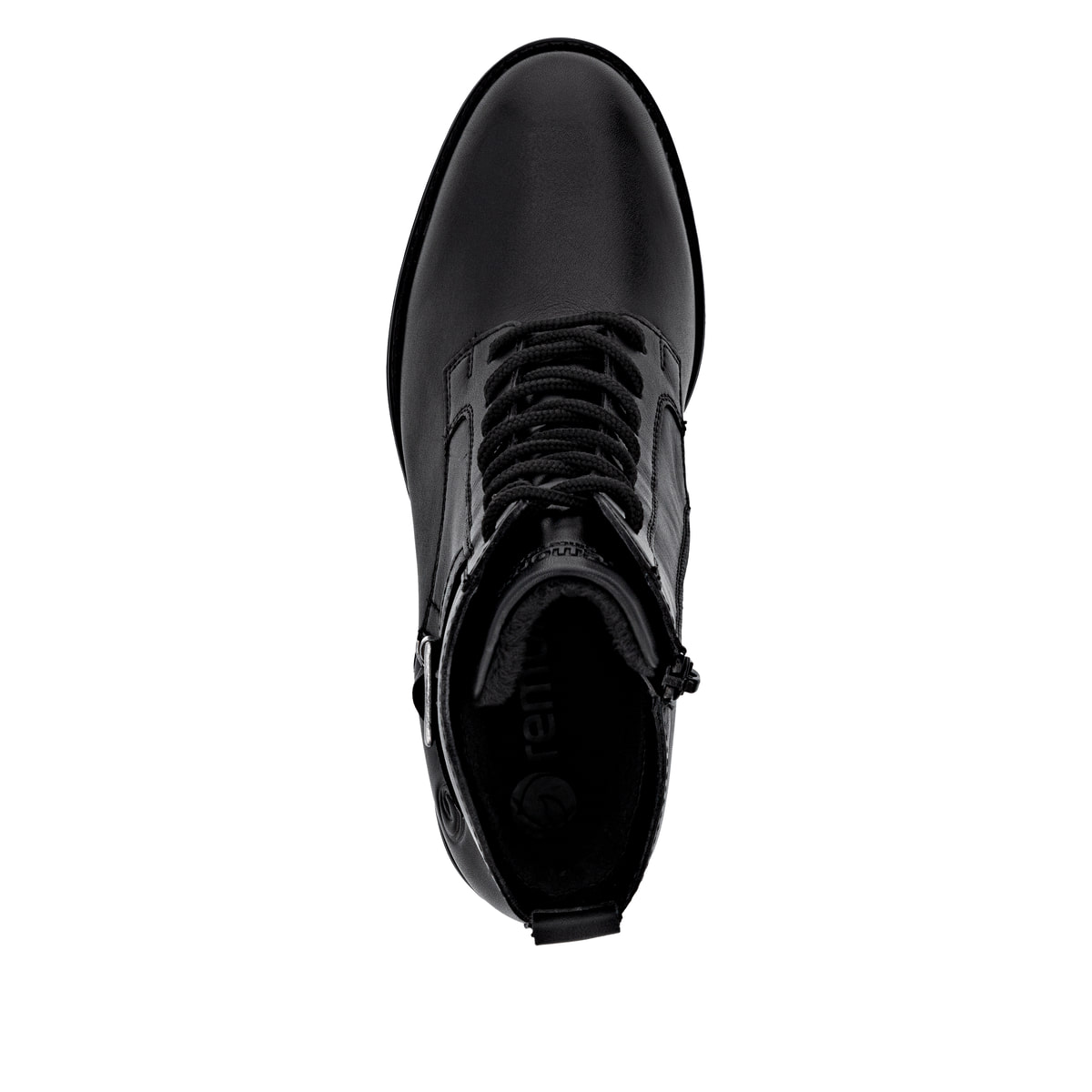 Bottines remonte noires pour femmes D2A74-01 avec boucle décorative. Chaussure vue de dessus.
