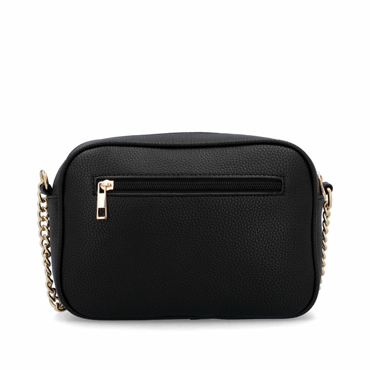 remonte Damen Handtasche Q0627-00 in Glanzschwarz aus Kunstleder mit Überschlag und Reißverschluss. Handtasche getragen.