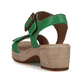 
Smaragdgrüne remonte Damen Riemchensandaletten D0N52-52 mit einem Blockabsatz. Schuh von hinten