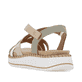 Grünbeige remonte Riemchensandalen D3J53-52 mit einem Klettverschluss. Schuh von hinten.