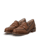 Braune remonte Damen Loafer D0F05-24 mit einem Gummizug. Schuhpaar seitlich schräg.