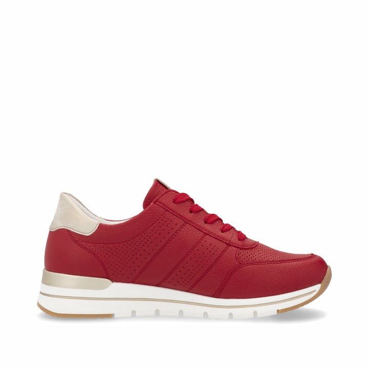 Rote remonte Damen Sneaker Low R6705-33 mit Reißverschluss sowie Komfortweite G. Schuh Innenseite.