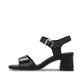Schwarze remonte Riemchensandaletten D1K54-00 mit einem Klettverschluss. Schuh Außenseite.