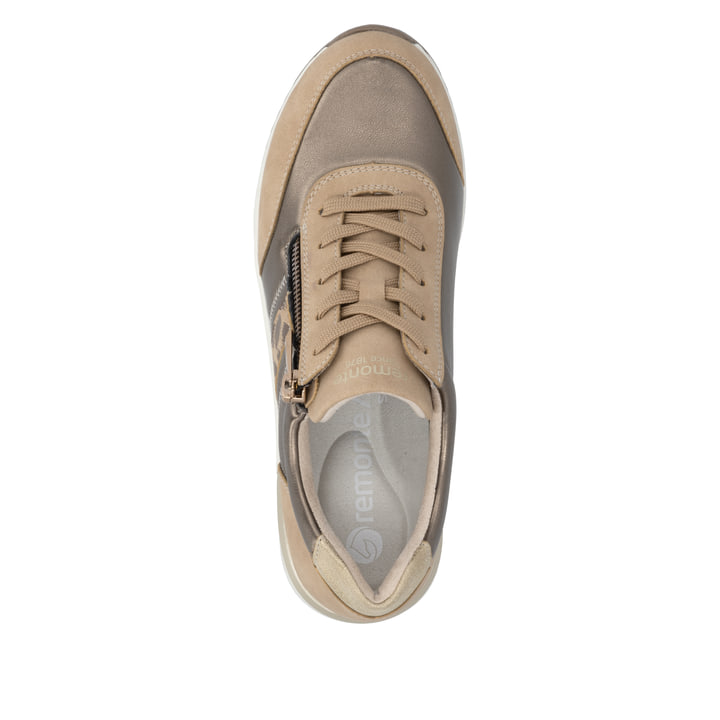 Baskets basses remonte métalliques végan pour femmes D0T09-92. Chaussure vue de dessus.