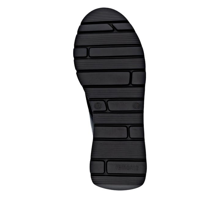 Schwarze remonte Damen Sneaker D2V02-03 mit Reißverschluss sowie Extraweite H. Schuh Laufsohle.