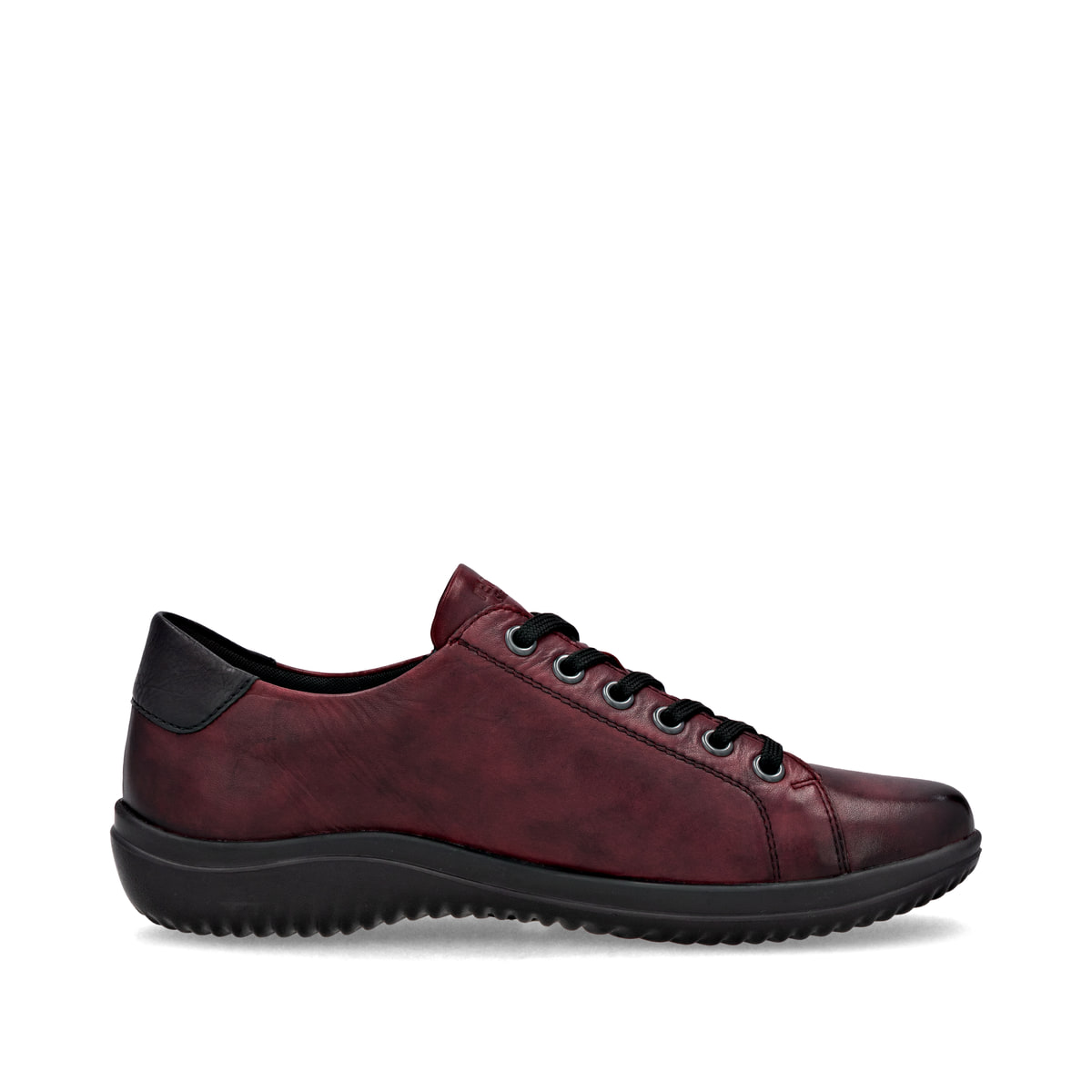 Weinrote remonte Damen Schnürschuhe D1E03-35 mit einem Reißverschluss. Schuh Innenseite.