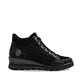 Schwarze remonte Damen Schnürstiefel R0773-05 mit einem Reißverschluss. Schuh Innenseite.