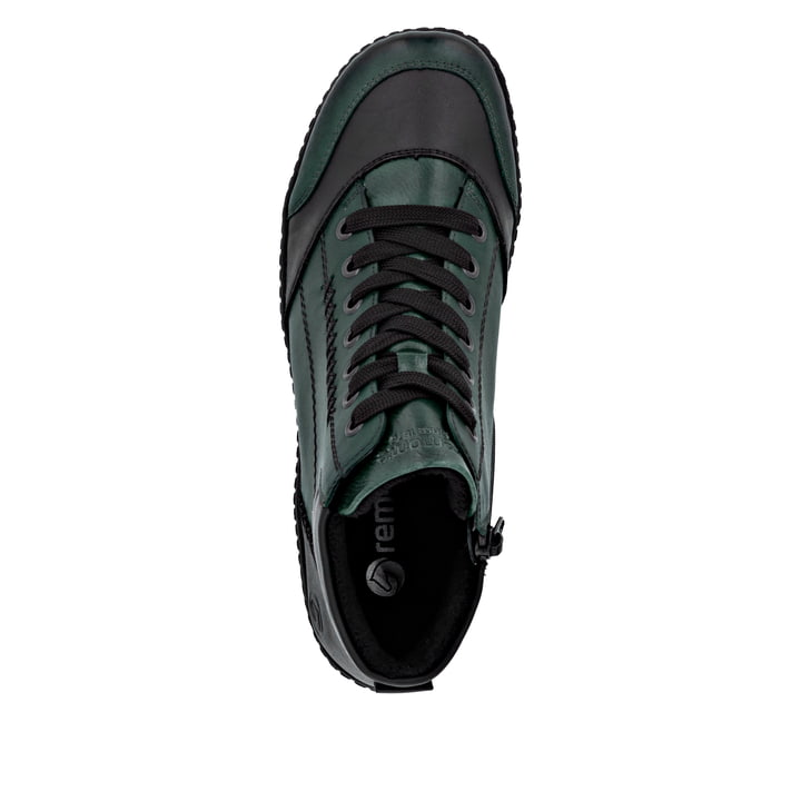 Grüne remonte Damen Kurzstiefel R1456-54 mit wasserabweisender TEX-Membran. Schuh von oben.