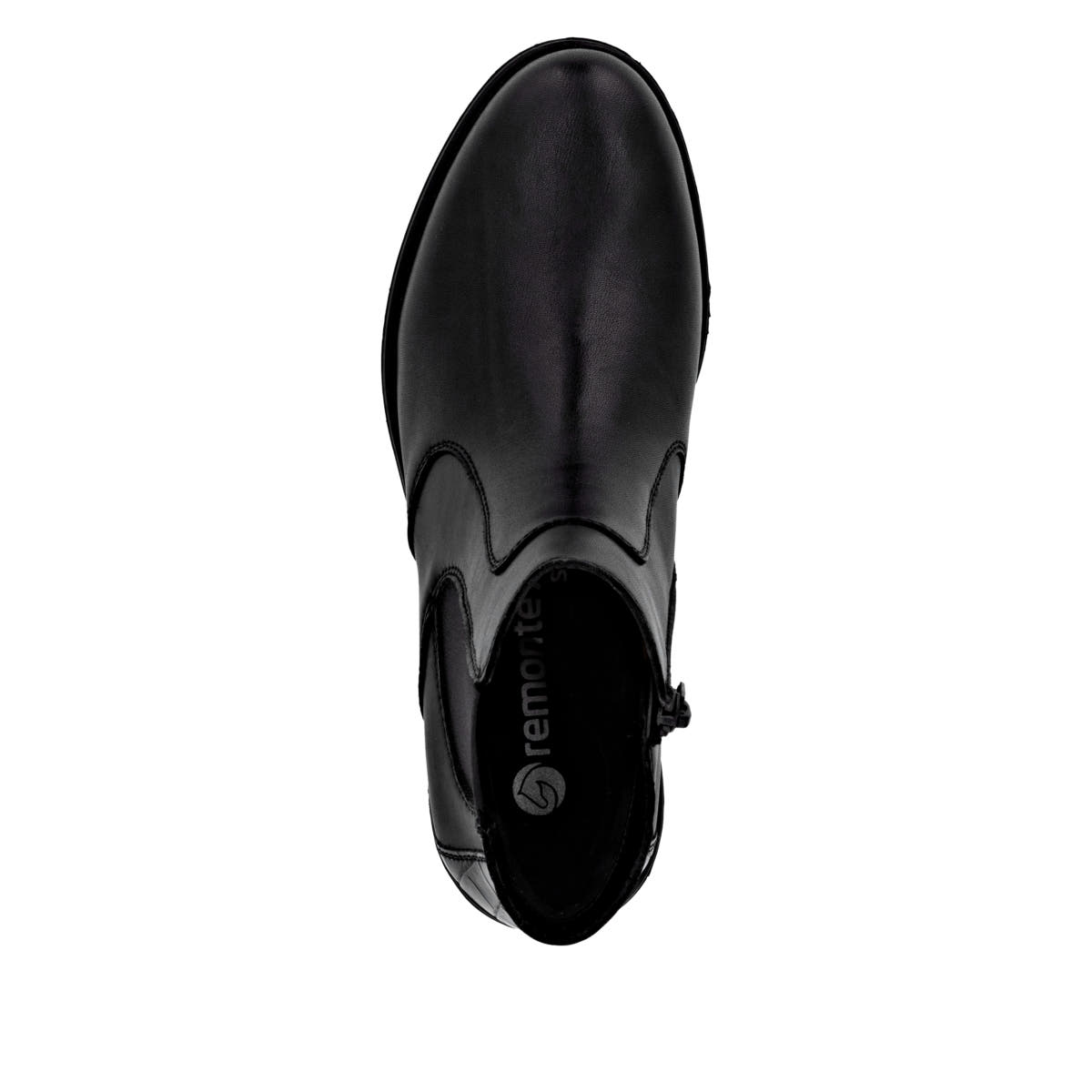 Schwarze remonte Chelsea Boots D0F70-00 mit einem Reißverschluss. Schuh Laufsohle.