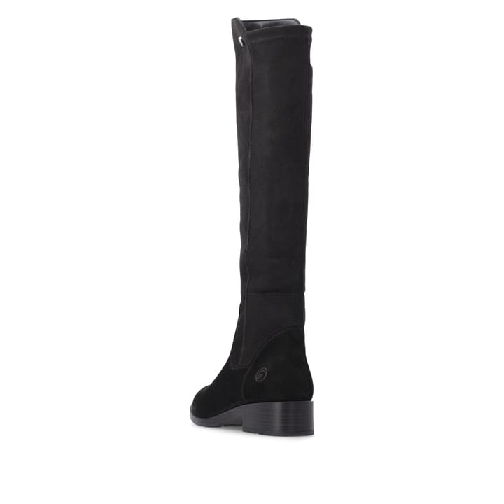 Bottes cuissardes remonte noires femmes D3U70-00 avec fermeture éclair. Chaussure vue de l'arrière.