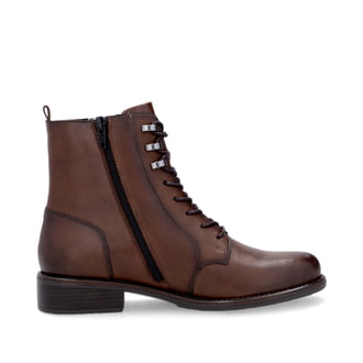 Bottines remonte marron pour femme D0F82-22 avec fermeture éclair. Chaussure vue de l'arrière.