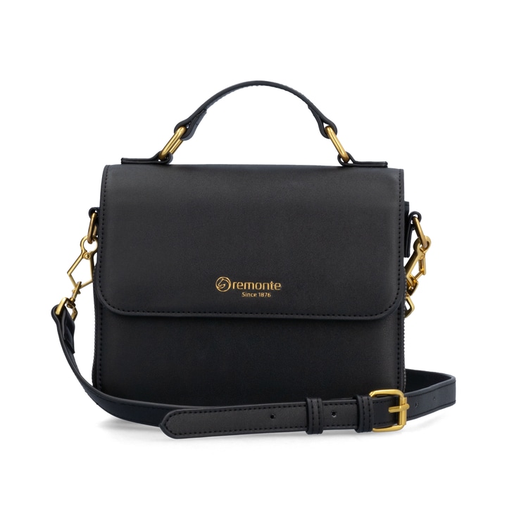 Shoppe jetzt die remonte Handtasche Q0632-00 in Schwarz mit Überschlag, Reißverschluss und Innfenfach. Vorderseite.