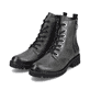 
Grüngraue remonte Damen Biker Boots D8671-52 mit Schnürung und Reißverschluss. Schuhpaar schräg.