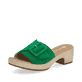 Smaragdgrüne remonte Damen Pantoletten D0N56-52 mit Klettverschluss. Schuh seitlich schräg.