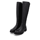 Schwarze remonte Hochschaftstiefel D2S74-00 mit einem Reißverschluss. Schuhpaar seitlich schräg.