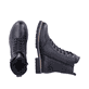 Schwarze remonte Damen Biker Boots D8475-01 mit wasserabweisender TEX-Membran. Schuh von oben, liegend.