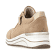 Camelfarbene remonte Damen Sneaker D0T03-64 mit einem Reißverschluss. Schuh von hinten.