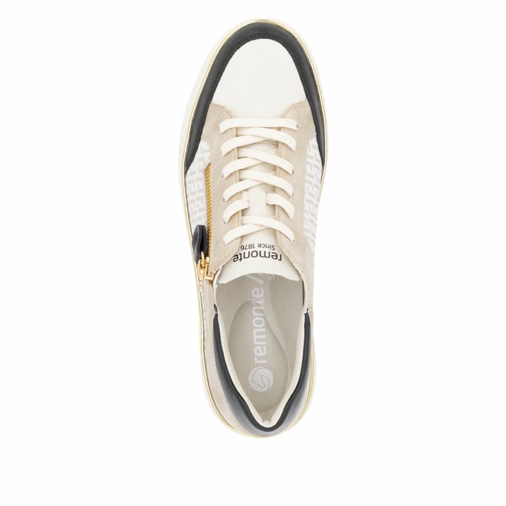 Weiße remonte Damen Sneaker D2E04-80 mit Reißverschluss sowie der Komfortweite G. Schuh von oben.