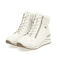 Weiße remonte Damen Schnürstiefel D0T77-80 mit wasserabweisender TEX-Membran. Schuhpaar seitlich schräg.
