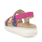 Mehrfarbige vegane remonte Riemchensandalen D2K52-90 mit einem Klettverschluss. Schuh von hinten.