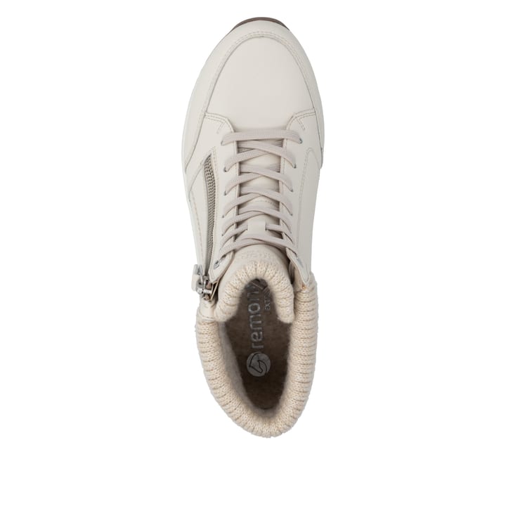 Beige remonte Damen Schnürstiefel D0T77-60 mit wasserabweisender TEX-Membran. Schuh von oben.