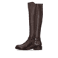 Dunkelbraune remonte Hochschaftstiefel D2W77-25 mit einem Reißverschluss. Schuh Außenseite.