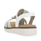 Weiße vegane remonte Riemchensandalen D2073-80 mit einem Gummizug. Schuh von hinten.