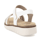 Weiße vegane remonte Riemchensandalen D2058-80 mit einem Klettverschluss. Schuh von hinten.