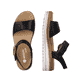 Schwarze remonte Riemchensandalen D0Q52-00 mit einem Klettverschluss. Schuh von oben, liegend.